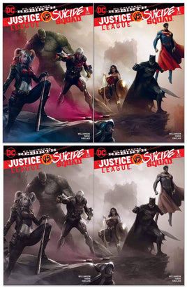 JUSTICE LEAGUE SUICIDE SQUAD #1 Francesco Mattina Exclusive Colour and Black & White Connecting Variant Covers (4 Comics in Total)