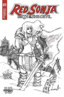 RED SONJA: BIRTH OF THE SHE DEVIL #1 1:20 B&W Davila Variant Cover